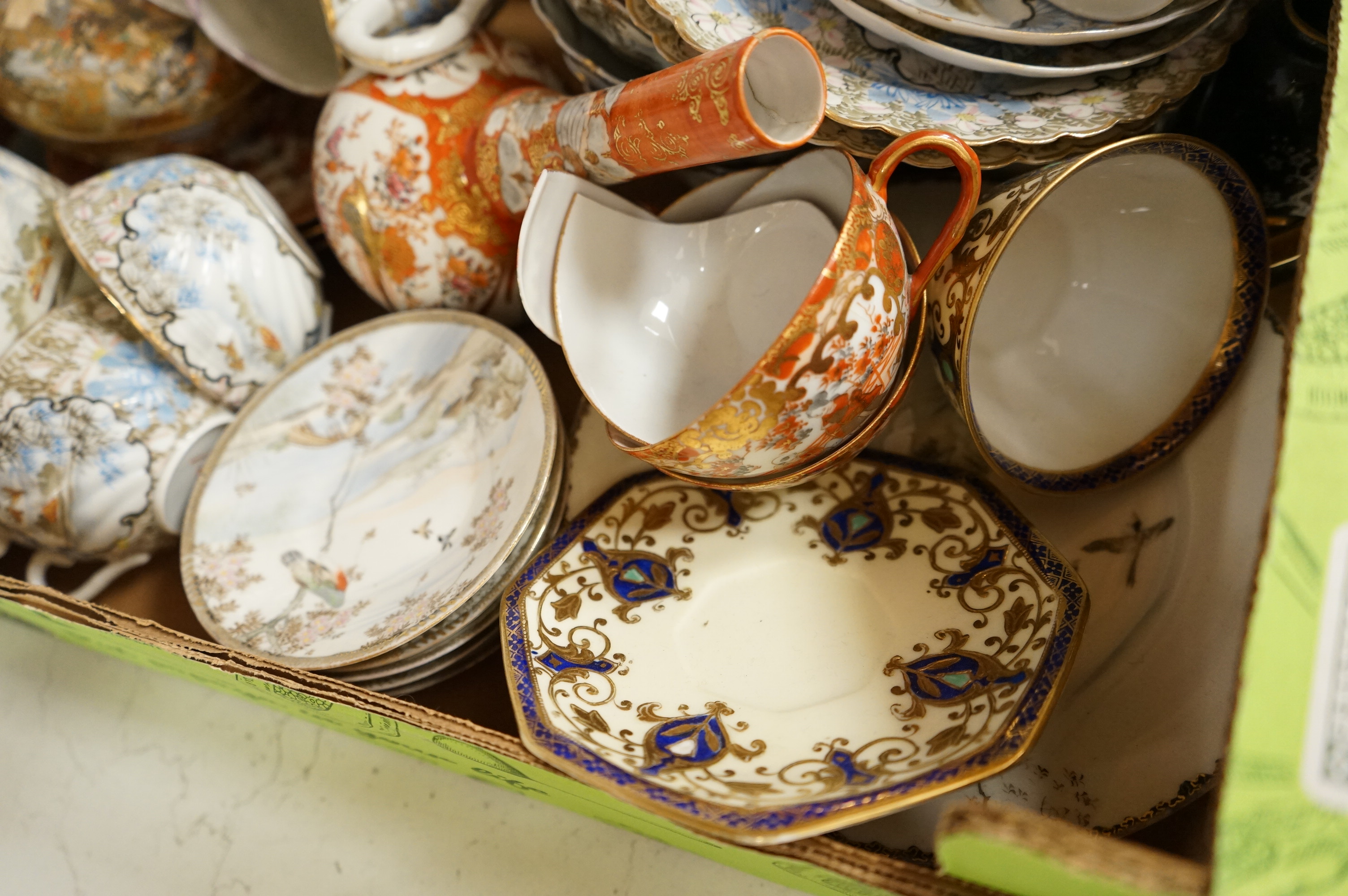 A large collection of Chinese and Japanese ceramics to include a pair of Satsuma vases, a Satsuma jar and cover and Imari wares